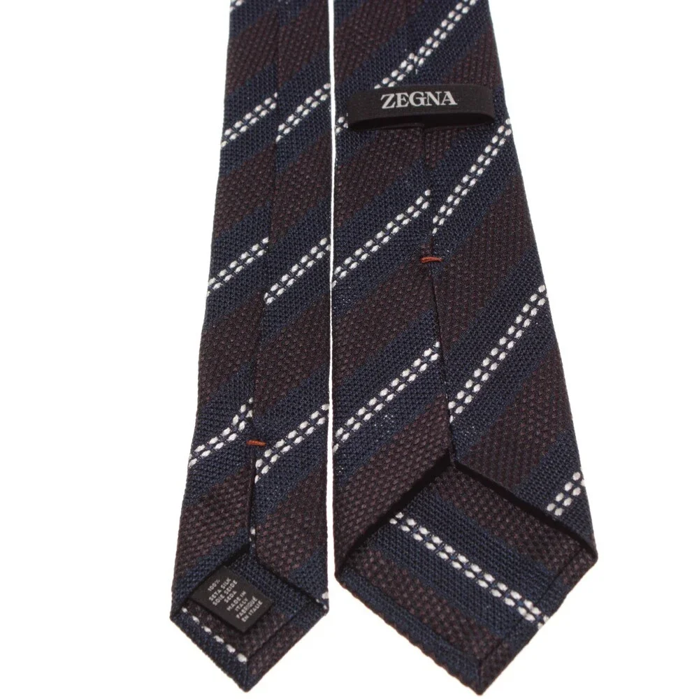 Zegna NWOT Neck Tie in Blues & White Stripes 100% Silk Made in Italy